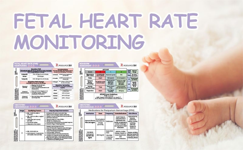 Resource RN Labor and Delivery Nurse Badge Buddy Reference Card Set – Labor and Delivery, Postpartum, Newborn Reference – Fetal Monitoring, APGAR, NRP, Hemorrhage, and Newborn Assessment - Image 4